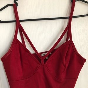 Deep red crop top.